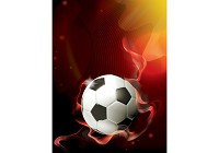 Флизелиновые фотообои детские для мальчика 184x254 см Футбольный мяч на красном фоне (3384V4A)+клей