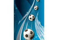 Флизелиновые фотообои в детскую для мальчика 184x254 см Футбольные мячи на синем фоне (3385V4A)+клей