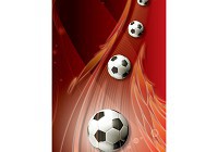 Детские для мальчика флизелиновые фотообои 184x254 см Футбольные мячи на красном фоне (3386V4A)+клей