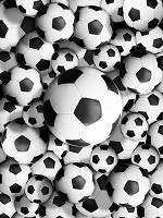 3д флизелиновые фотообои фото черно-белые детские для мальчика 206x275 см Футбольные мячи (3390VEA)+клей