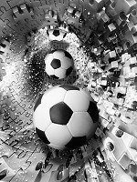 3д флизелиновые черно-белые фотообои фото детские для мальчика 184x254 см Футбольные мячи в туннеле (3391V4A)+клей