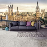 Флизелиновые фото обои с городом на кухню Биг-Бен 312x219 см Вестминстерский дворец в Лондоне (3401VEXXL)+клей