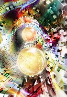 Флизелиновые фотообои в интерьере 206x275 см Золотые сферы в туннеле 3D Пазл (3407VEA)+клей