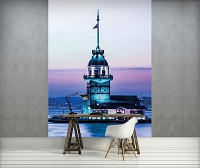 Морские флизелиновые фотообои на стену маяк 184x254 см Девичья башня Стамбул (3429V4A)+клей