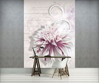 Флизелиновые фотообои 3д цветы 184x254 см Два розовых пиона на светлых досках (3440V4A)+клей