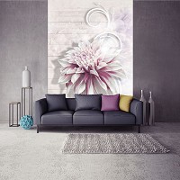 Флизелиновые фотообои 3д цветы 206x275 см Два розовых пиона на светлых досках (3440VEA)+клей