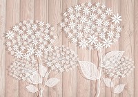 Флизелиновые фотообои 368x254 см Белые цветы на деревянных досках (3450V8)+клей