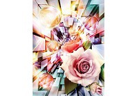 Флизелиновые яркие фотообои в спальню цветы 184x254 см Шары и розы в 3Д туннеле (3456V4A)+клей - вид 1 миниатюра