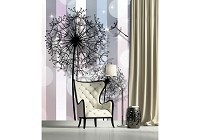 Флизелиновые фотообои красивые 184x254 см Черные одуванчики на полосатом фоне (3461V4A)+клей