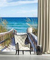 Красивые пейзажи флизелиновые фотообои 3д море 206x275 см Дорожка для входа на пляж (3462VEA)+клей