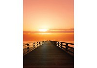 Флизелиновые фотообои в коридор 3д море природа 184x254 см Деревянный пирс и оранжевый закат солнца (3466V4A)+клей - вид 1 миниатюра