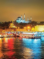 Популярные флизелиновые 3д фотообои 206x275 см Разноцветные огни города Стамбул ночью (3467VEA)+клей - вид 1 миниатюра