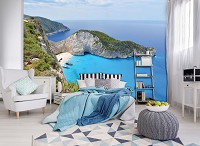 Флизелиновые фотообои 3д лазурное море 416x254 см Пляж на острове (3481VEXXXL)+клей