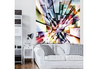 Популярные флизелиновые фотообои 184x254 см Разноцветный 3Д тоннель из квадратов (3486V4A)+клей