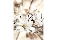 Флизелиновые фотообои в спальню 3д цветы 184x254 см Белые лилии на бежевом фоне (3488V4A)+клей - вид 1 миниатюра