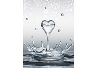 Флизелиновые 3д фотообои для кухни 206x275 см Серое сердце и капли воды (3490VEA)+клей - вид 1 миниатюра