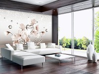 Флизелиновые фотообои абстракция 416x254 см Сердце на воде с цветами магнолии (3492VEXXXL)+клей