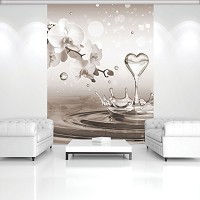 Флизелиновые 3д фотообои цветы 206x275 см Сердце на воде с белыми орхидеями (3495VEA)+клей