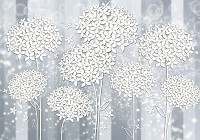 Фотошпалери 254x184 см Пухнасті білі квіти на сірий фон (3501P4)+клей - вид 1 мініатюра