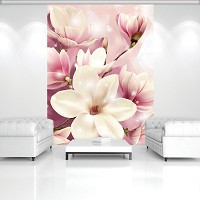 Флизелиновые фотообои 3д большие цветы 184x254 см Розовые лепестки магнолии (3505V4A)+клей