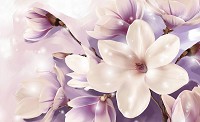 Флизелиновые фото обои 3д 368x254 см Фиолетовые цветы магнолии (3506V8)+клей - вид 1 миниатюра