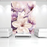 3д флизелиновые фотообои 184x254 см Фиолетовые цветы магнолии (3506V4A)+клей