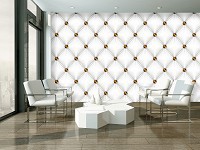 Светлые флизелиновые фотообои 254x184 см Белый стеганый узор (3529V4)+клей