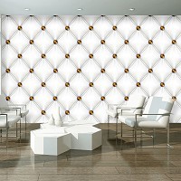 Флизелиновые фотообои 416x254 см Белый стеганый узор (3529VEXXXL)+клей