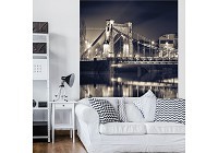 Флизелиновые фотообои город 184x254 см Черно-белый Грюнвальдский мост во Вроцлаве (3539V4A)+клей