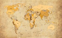 Готовые флизелиновые фотообои 312x219 см Коричневая винтажная карта мира (3543VEXXL)+клей