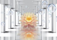 Флизелиновые фотообои абстрактные шары 368x254 см 3Д Цветок лотоса среди колонн (3557V8)+клей