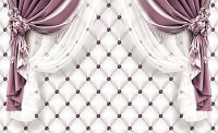 Фотообои флизелиновые 368x254 см Сиреневые шторы и белый стеганый узор (3560V8)+клей - вид 1 миниатюра