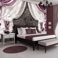 Флизелиновые узоры для фото обоев 254x184 см Розовые шторы и розы  (3565V4)+клей