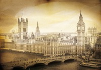 Флизелиновые фотообои Биг Бен 312x219 см Город Лондон в сепии (3589VEXXL)+клей - вид 1 миниатюра