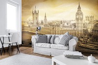 Флизелиновые фотообои 254x184 см Город Лондон в сепии (3589V4)+клей