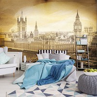Флизелиновые фотообои Биг Бен 312x219 см Город Лондон в сепии (3589VEXXL)+клей