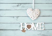 Флізелінові фотошпалери 416x254 см Біле серце і напис ДІМ на дерев'яних дошках (3606VEXXXL)+клей - вид 1 мініатюра