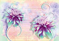 Флізелінові фотошпалери в інтер'єрі квіти 368x254 см Фіолетові півонії на тлі дошки (3635V8)+клей