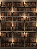 Флизелиновые коричневые фотообои шкаф 206x275 см Библиотека полная книг (3688VEA)+клей - вид 1 миниатюра