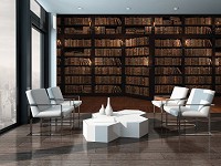 Коричневые флизелиновые фотообои 254x184 см Библиотека книжный шкаф (3690V4)+клей