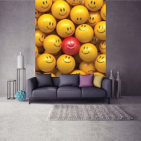 Флизелиновые фотообои 3д желтые шары 206x275 см Улыбающиеся смайлики (3698VEA)+клей - вид 1 миниатюра