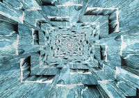 Флизелиновые фотообои в интерьере 254x184 см 3Д Тоннель из синих досок (3717V4)+клей