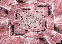 Флизелиновые фотообои для кухни 254x184 см 3Д Тоннель из розовых досок (3718V4)+клей