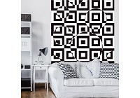 Флизелиновые фотообои в коридор 184x254 см Черно-белая абстракция из квадратов (3735V4A)+клей