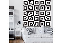 Флизелиновые фотообои в интерьере 206x275 см Черно-белая абстракция из квадратов (3736VEA)+клей