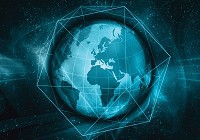 Флизелиновые фотообои на кухню 254x184 см Планета Земля в синем цвете (3743V4)+клей