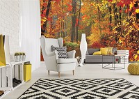 Фото флизелиновых фотообоев в зал 312x219 см 3Д Красивый осенний лес (4-002VEXXL)+клей