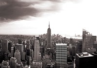 Флизелиновые фотообои в гостиную 254x184 см Черно-белые небоскребы города Нью-Йорк (403V4)+клей
