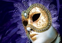 Фото флизелиновых фотообоев в зал лицо девушки 254x184 см Маска для венецианского карнавала (408V4)+клей