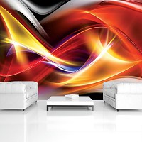 Флизелиновые фотообои в спальню 312x219 см Цветные абстрактные волны (424VEXXL)+клей